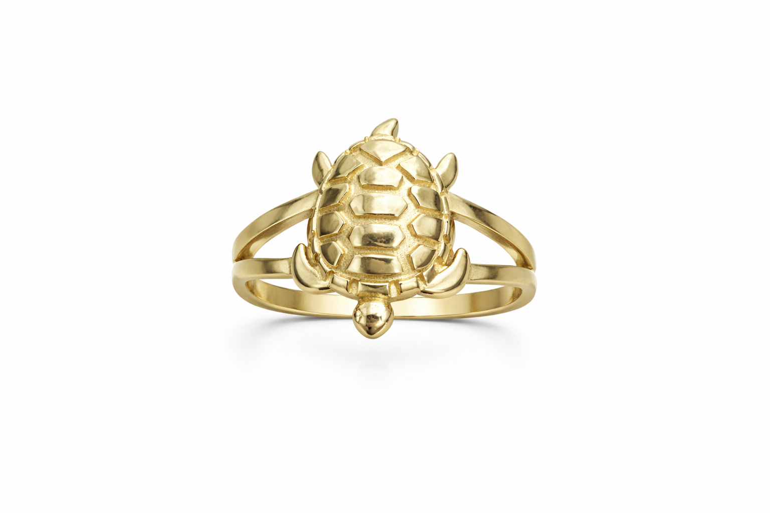 10KT ANIMATED LARGE TURTLE RING SIZE 7 Weight 2.5GR