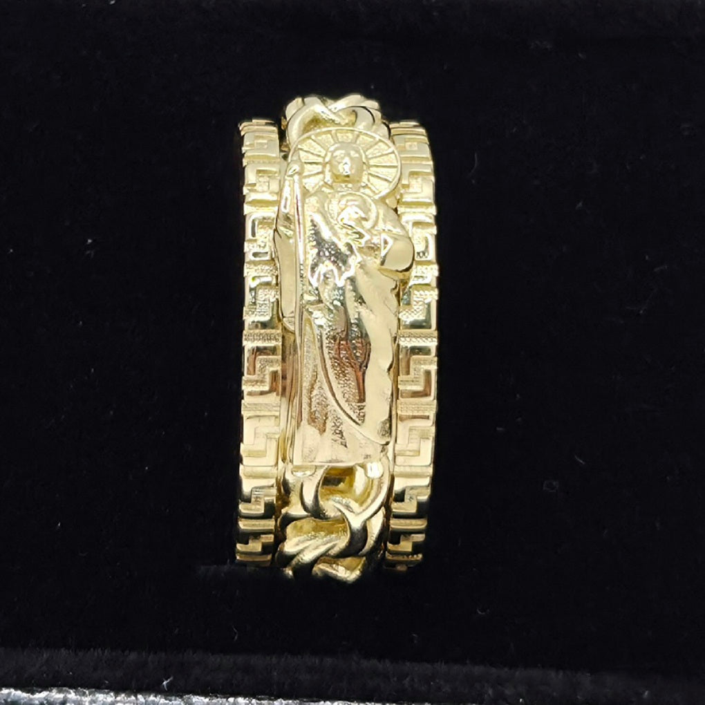 10KT SAN JUDAS CHINO LINK DESIGN SPINNING RING Size 12 Weight 10.7GR