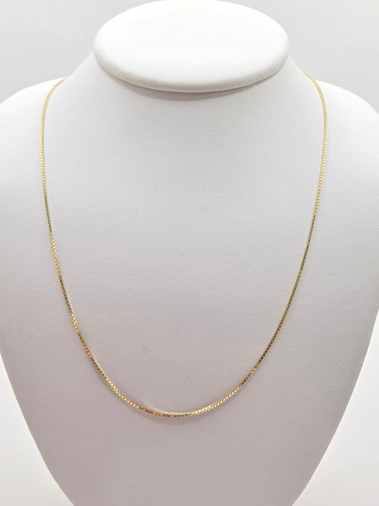 10KT BOX LINK CHAIN Size 18INCH 1MM Weight 1.15GR