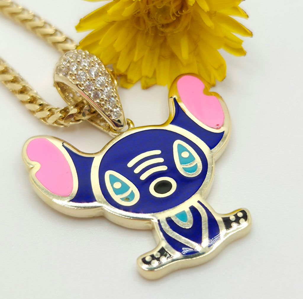 10KT BLUE FLAT STYLE STITCH PENDANT Weight 3.4GR