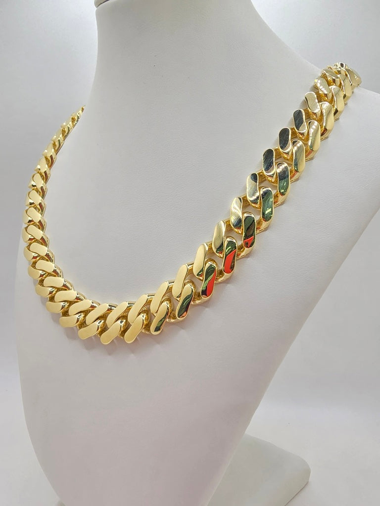 10KT CERTIFIED MONACO CHAIN CZ CLOSURE  Size 13.5MM 22INCH Weight 43.2GR