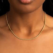 10KT HOLLOW ROPE CHAIN Size 16INCH 3MM Weight 4GR