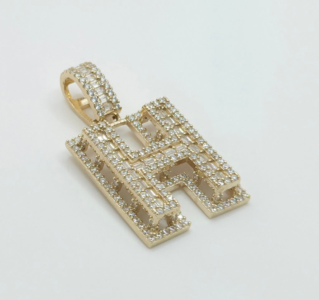 10KT SMALL CZ "H" LETTER PENDANT Weight 5.1GR