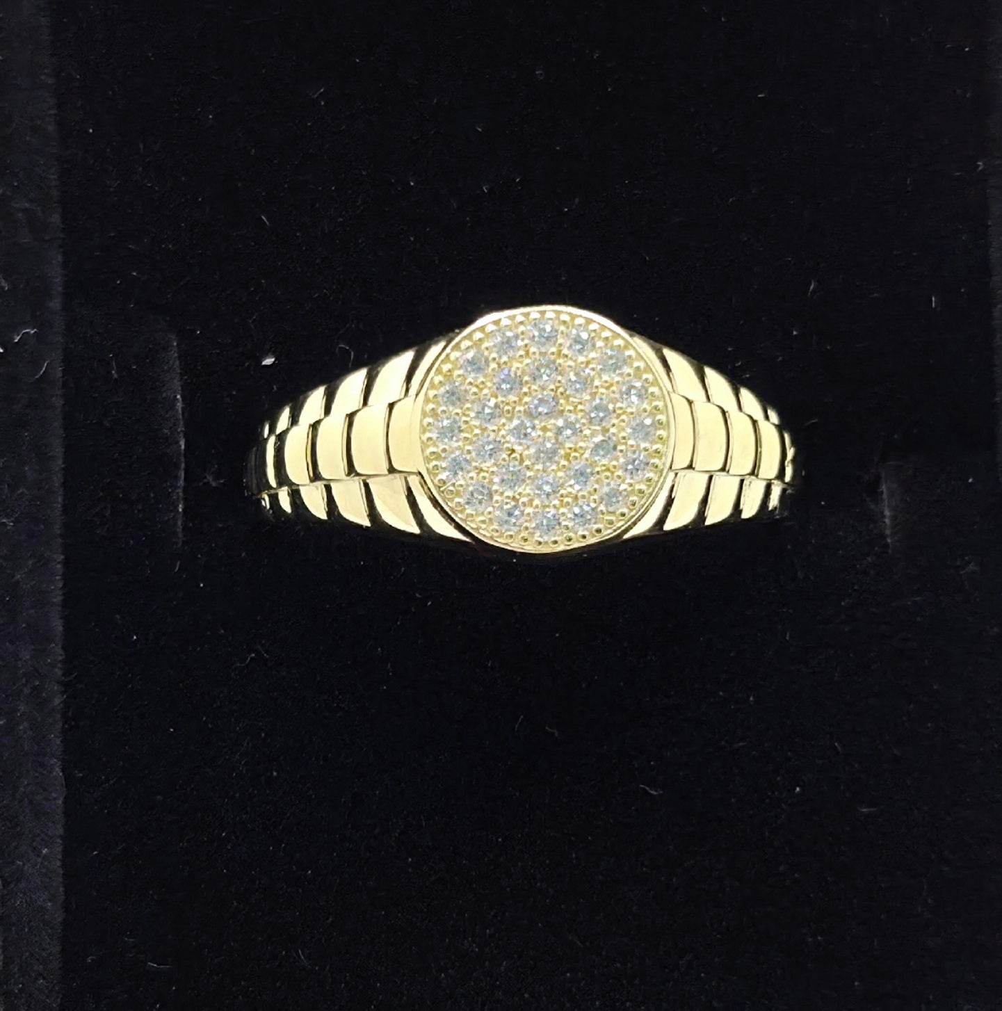 10KT CZ ELEGANT SMALL ROUND SHAPE MEN'S RING Size 10 Weight 3.2GR