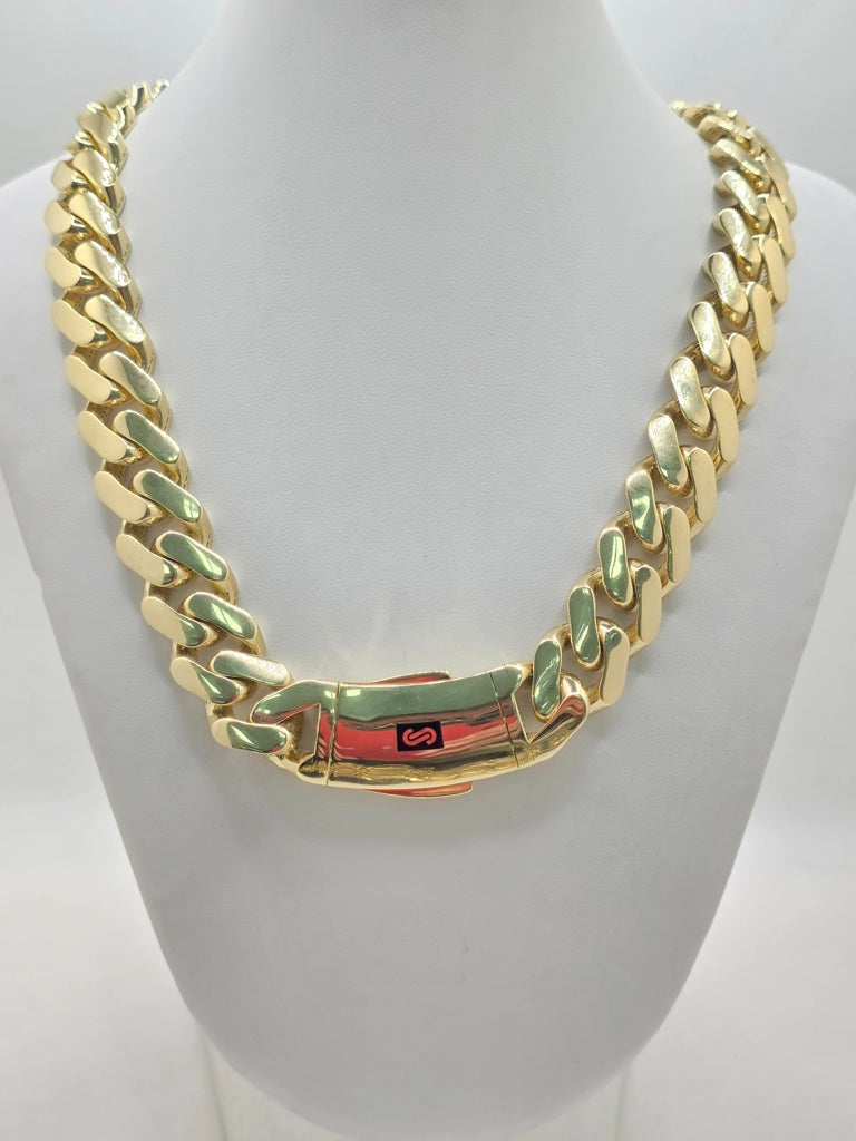 10KT CERTIFIED PLAIN MONACO CHAIN  Size 22INCH 15.5MM Weight 51.2GR