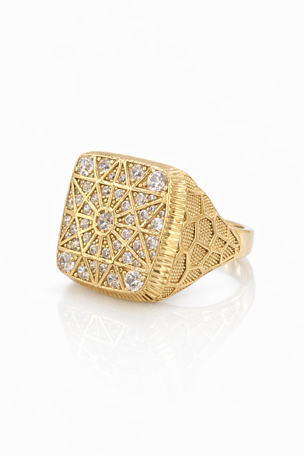 10KT SQUARE ROSETTA RING Size 11 Weigth 9.9GR