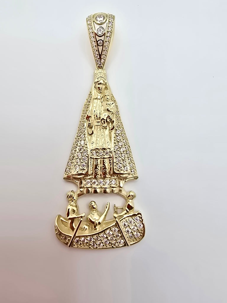 10KT LARGE CZ CARIDAD PENDANT Weight 9.6GR