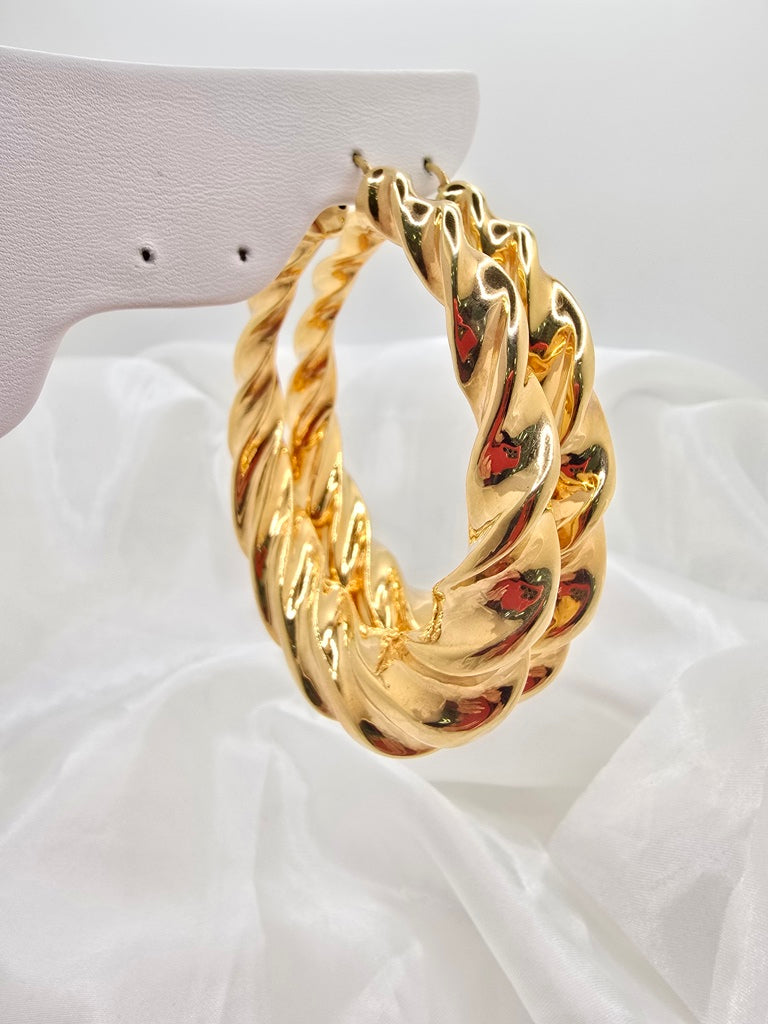 14KT EXTRA LARGE SIREN HOOPS EARRINGS Weight 19.7GR