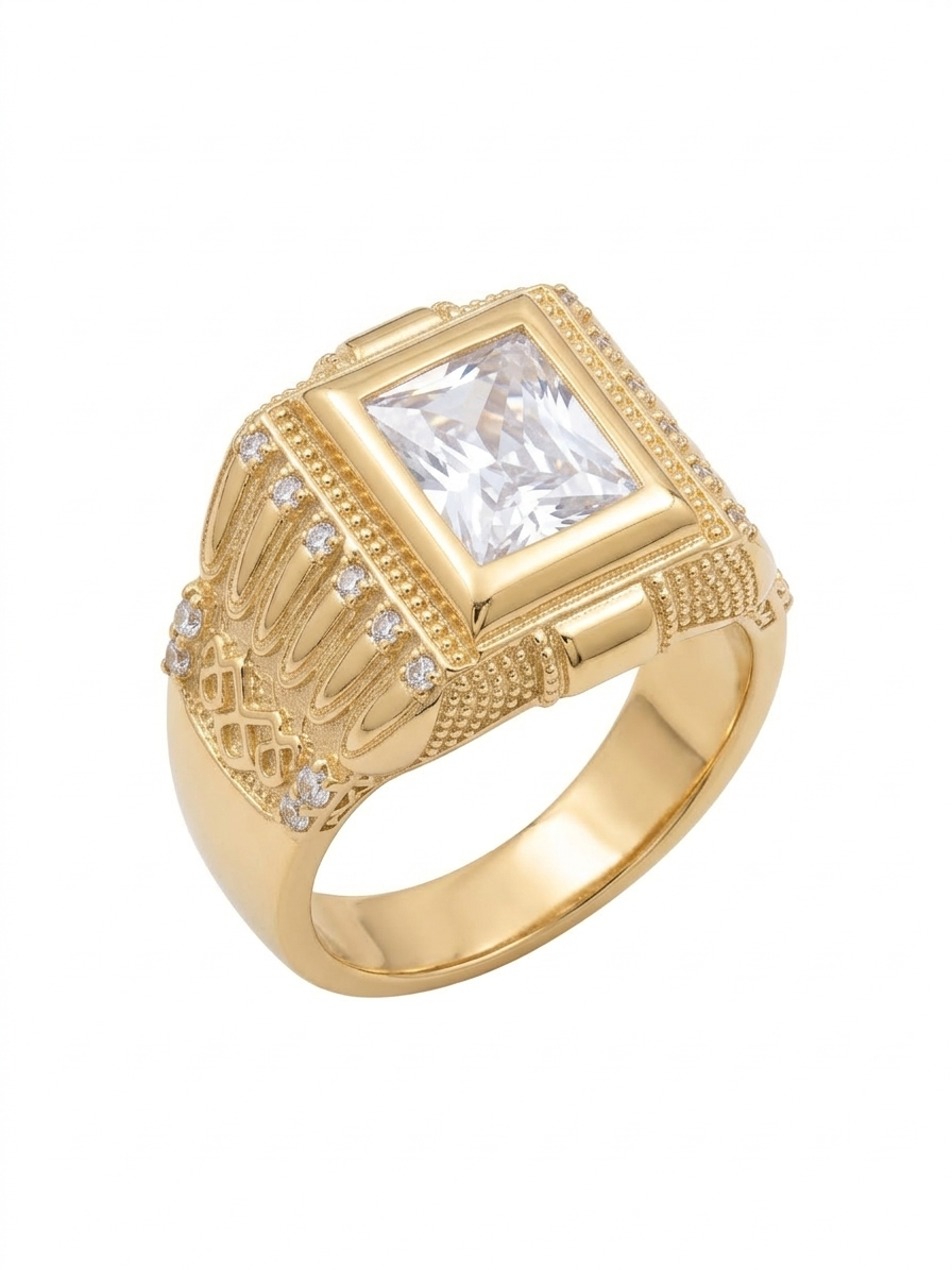 10KT WHITE STONE STATEMENT RING Size 10.5 Weigth 6.50GRS