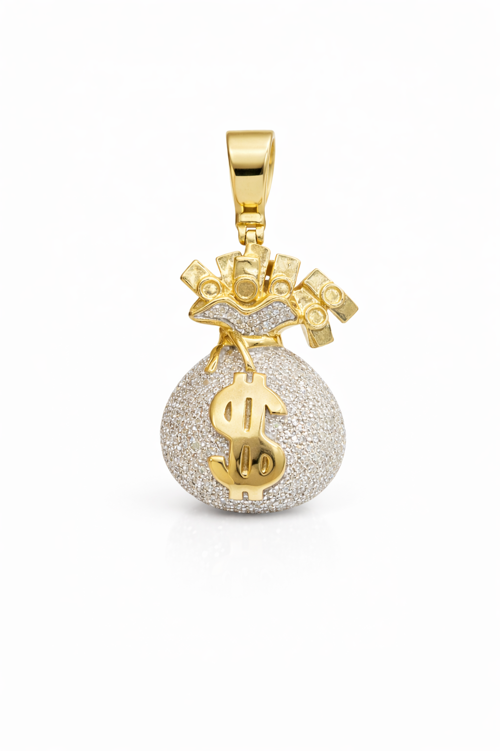 10KT NATURAL DIAMOND MONEY BAG PENDANT Size 1.04CT / 10.78GM