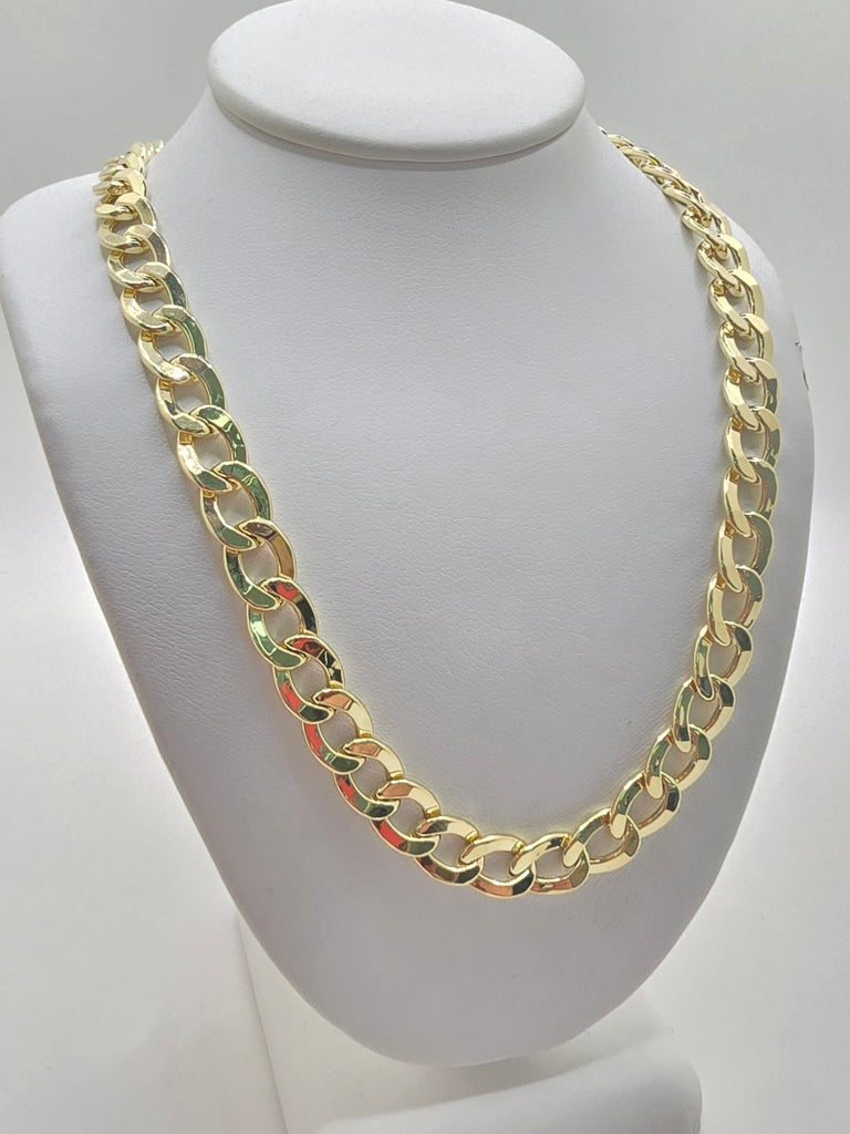 10KT HOLLOW CUBAN CURB FLAT CHAIN Size 20INCH 8MM Weight 19.6GR