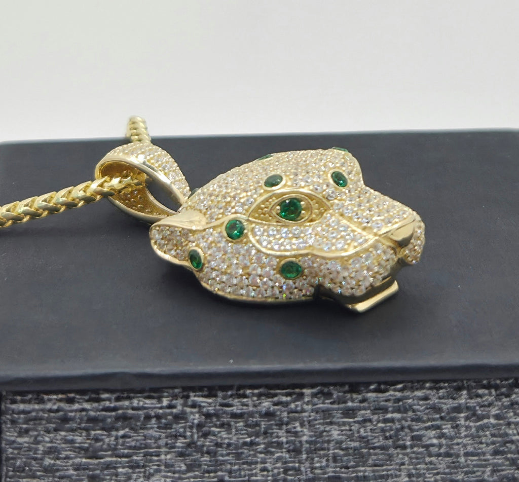 14KT MODERN CZ TIGER HEAD PENDANT Weight 7.3GR