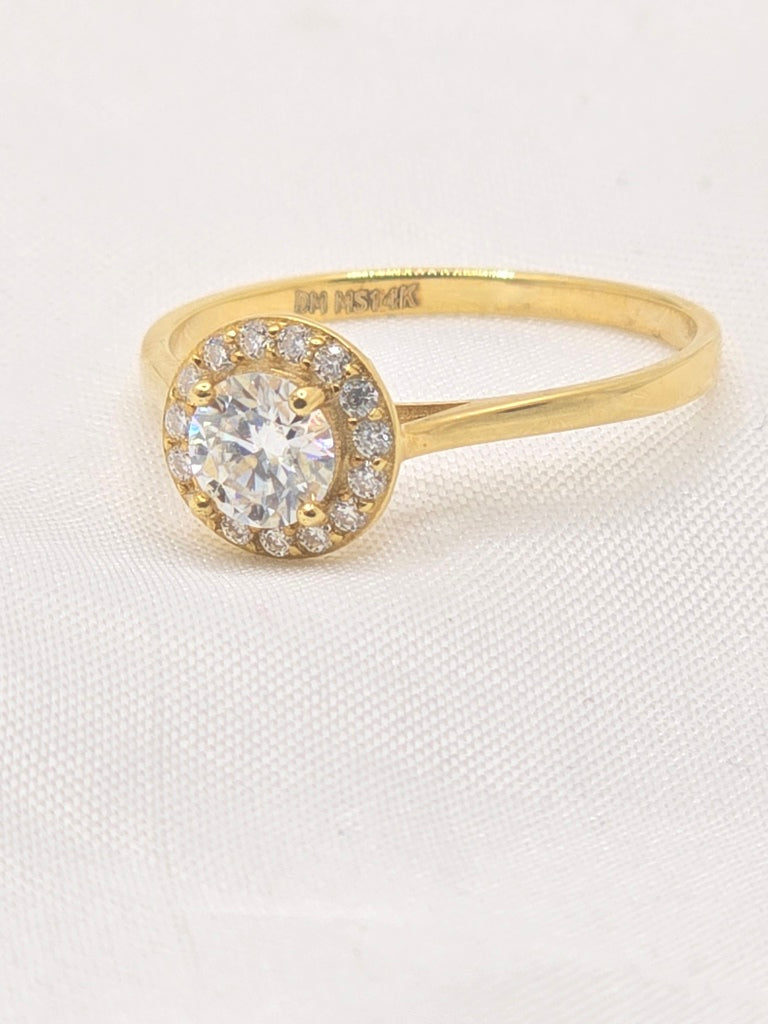 14KT YG SOLITAIRE 0.75CT MOISSANITE WOMAN'S RING SIZE 7 WIIGTH 1.53 GRS