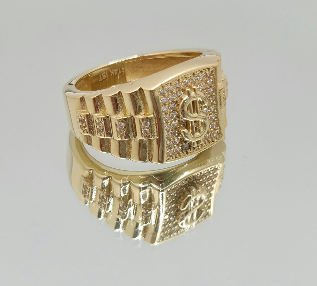 14KT CZ MONEY SYMBOL RING Size 12 Weight 9.5GR