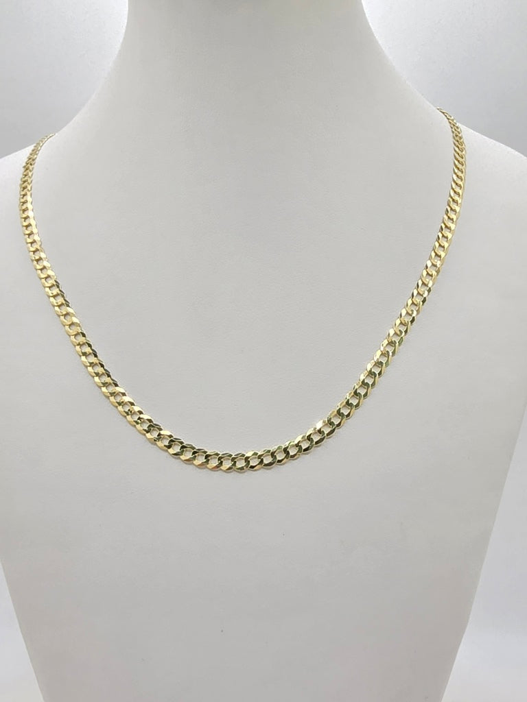 10KT SOLID CUBAN CURB FLAT CHAIN Size 22INCH 4MM Weight 7.1GR