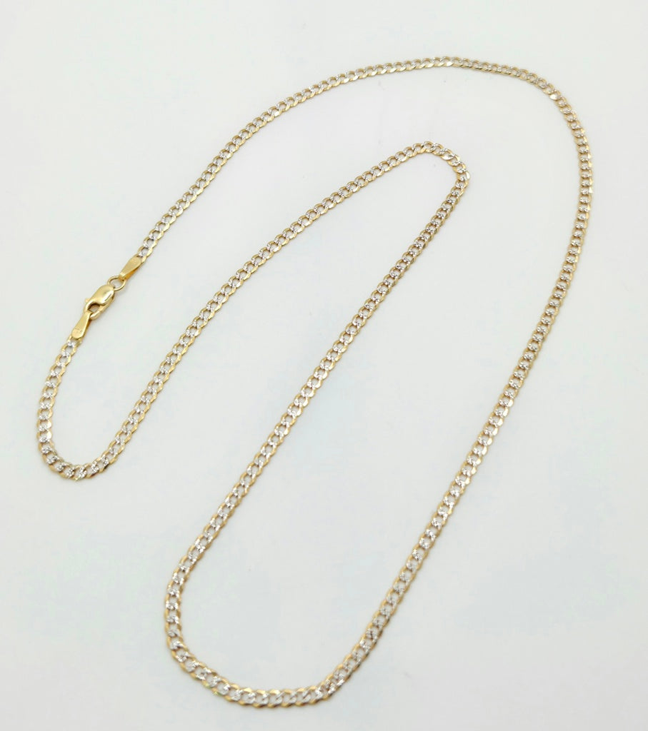 10KT TWO TONE CUBAN CURB FLAT Size 22INCH 4MM Weight 7.35GR