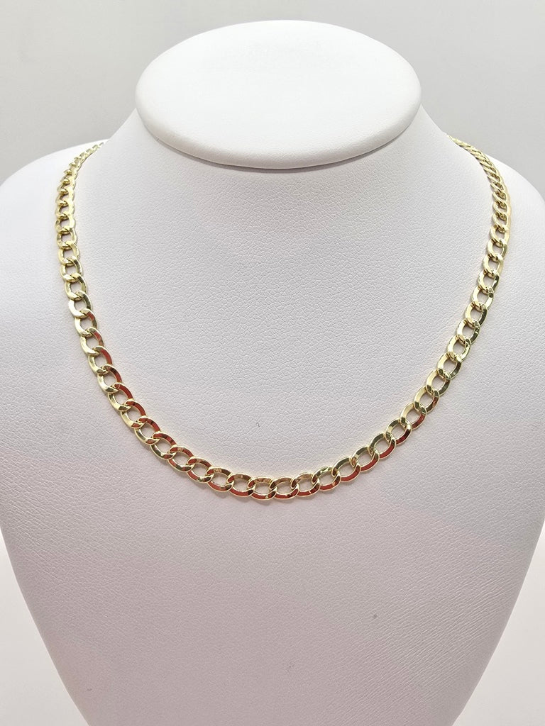 10KT HOLLOW CUBAN CURB FLAT CHAIN  Size 16INCH 3.5MM Weight 3.3GR