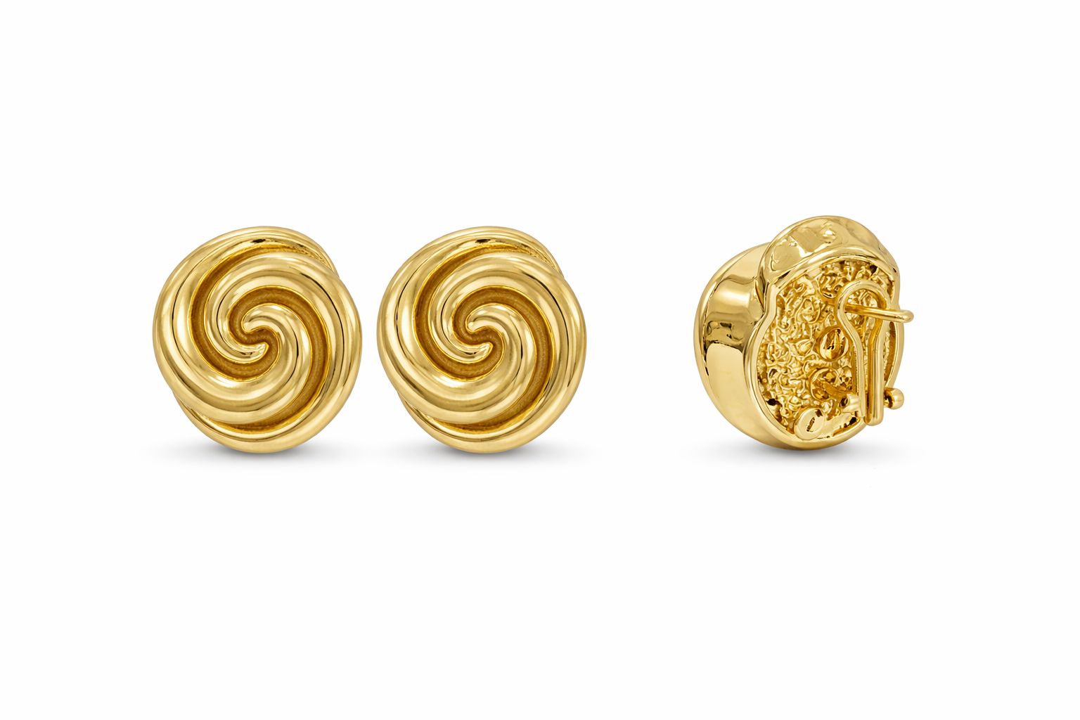 10KT VINTAGE ROSE STYLE OMEGA BACK EARRINGS Size LARGE Weigth 9.9GR