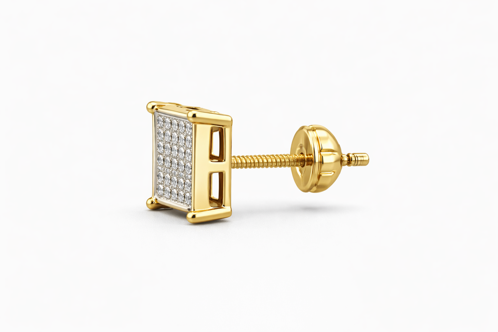 10KT SQUARE DIAMOND  EARRINGS