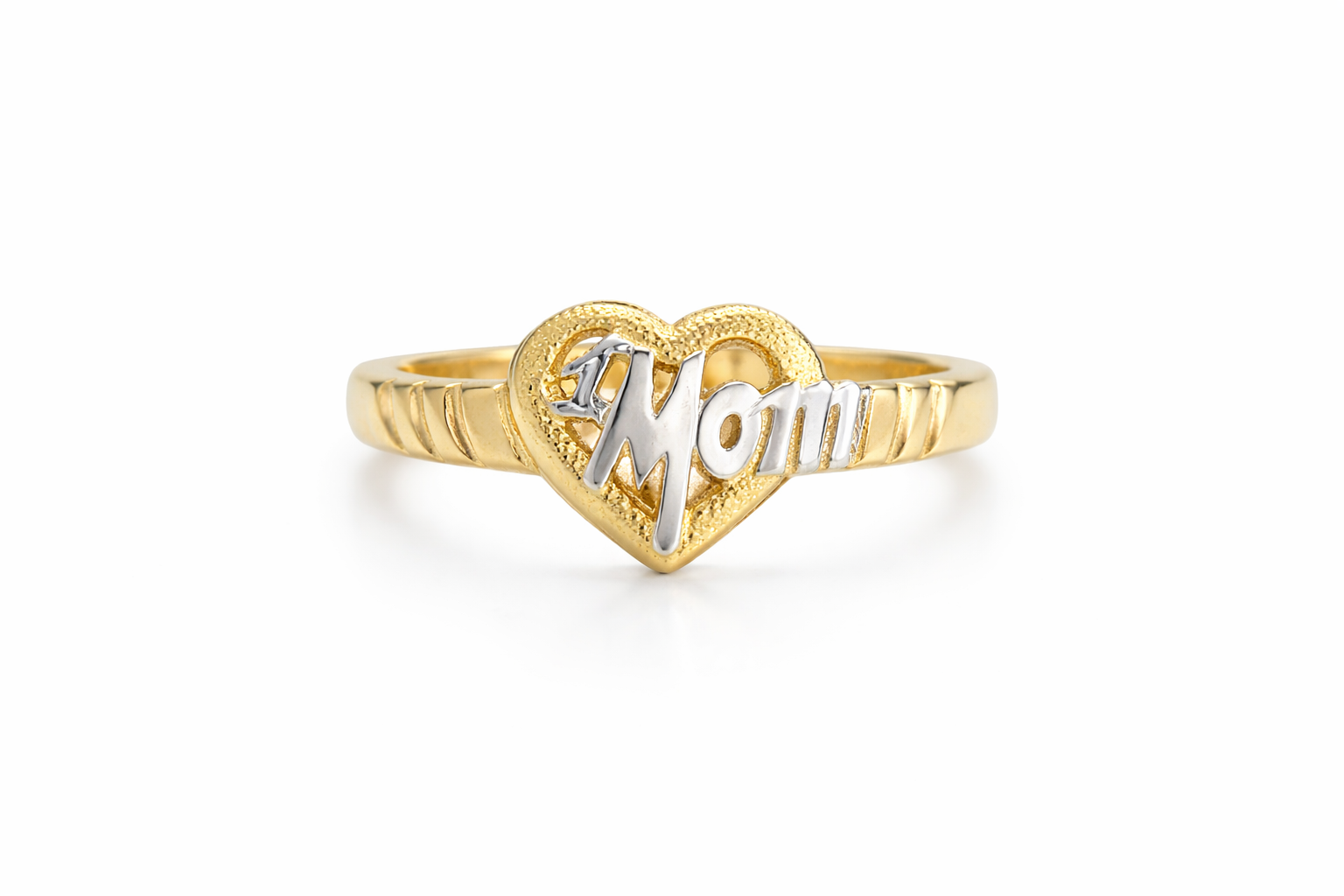 10KT TWO TONE ''1 MONTH'' HEART RING Size 8 Weigth 2.7GR