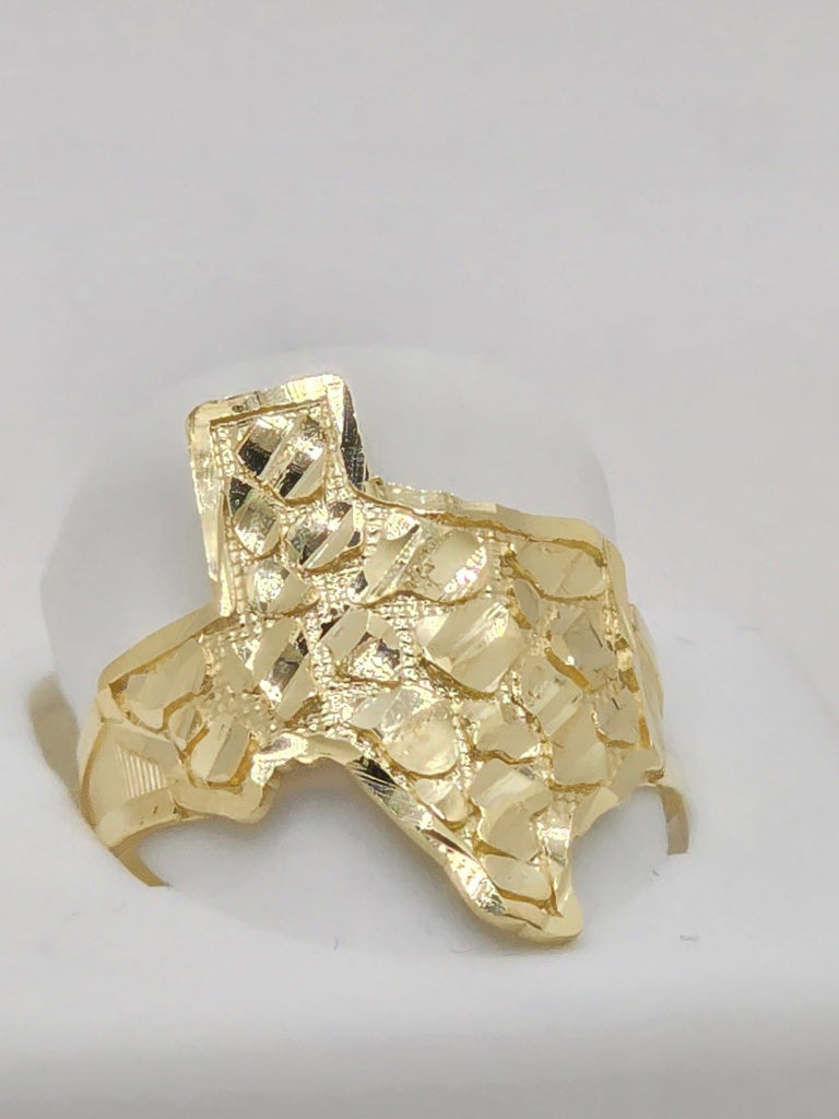 10KT TEXAS MAP NUGGETS RING Size 9 Weigth 5.2GR