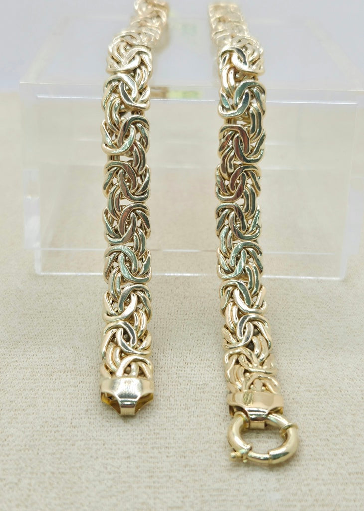 10KT BYZENTINE BRACELET Size 7INCH 10.5MM Weight 11.7GR