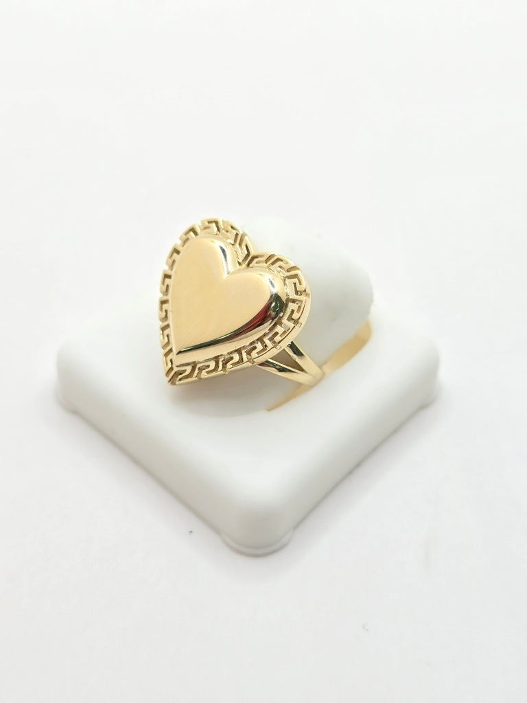 14KT GREEK STYLE HEART RING Size 7 Weight 5.2GR