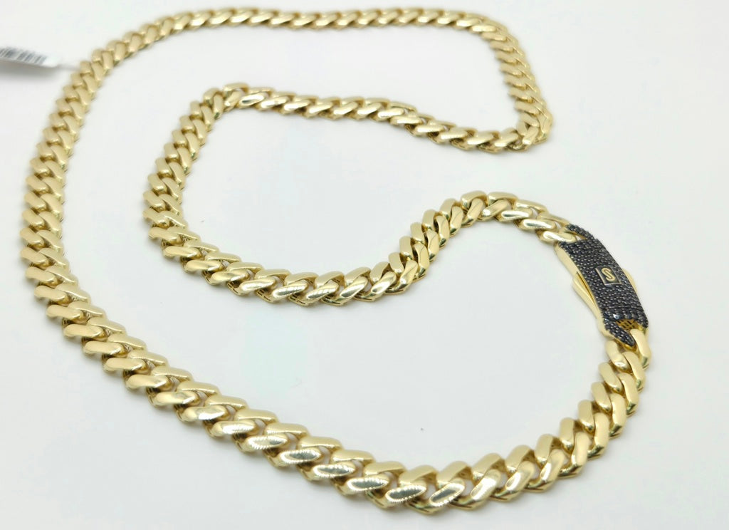 10KT CERTIFIED MONACO CHAIN BLACK CZ CLOSURE Size 24INCH 8MM Weight 23.9GR