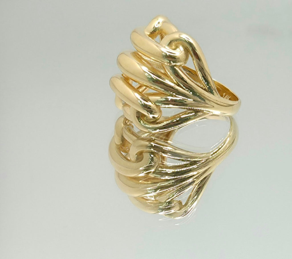 14KT ELGANTE INTERTWINED RIBBONS RING  Size 7 Weight 3.6GR