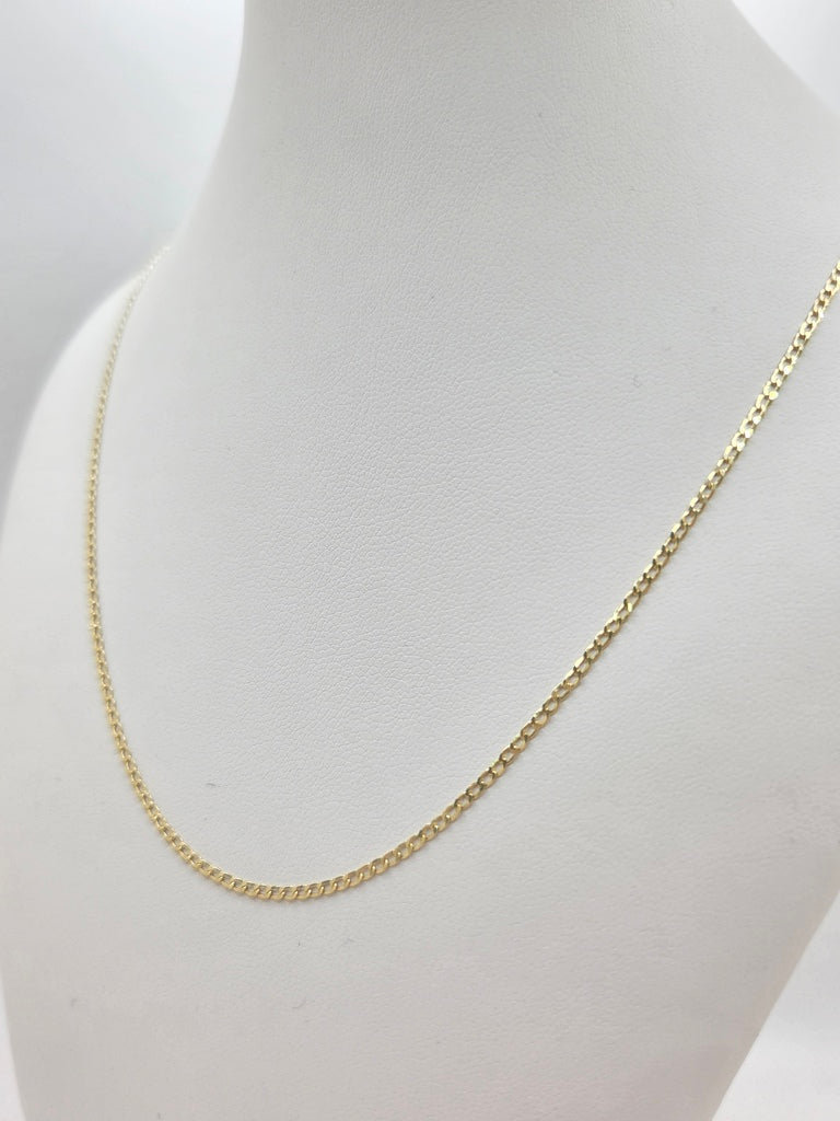 14KT SOLID CUBAN CURB FLAT CHAIN Size 18INCH 1.5MM Weight 2GR