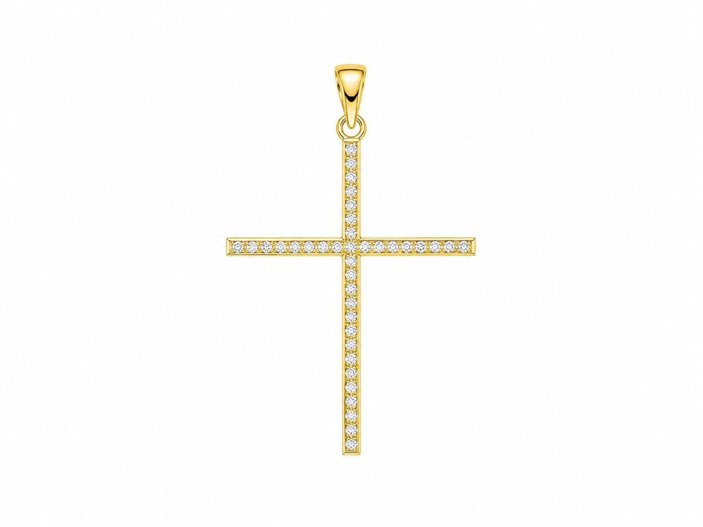 10KT CZ FINE DELICATE CROSS PENDANT Size LARGE Weigth 1.1GR