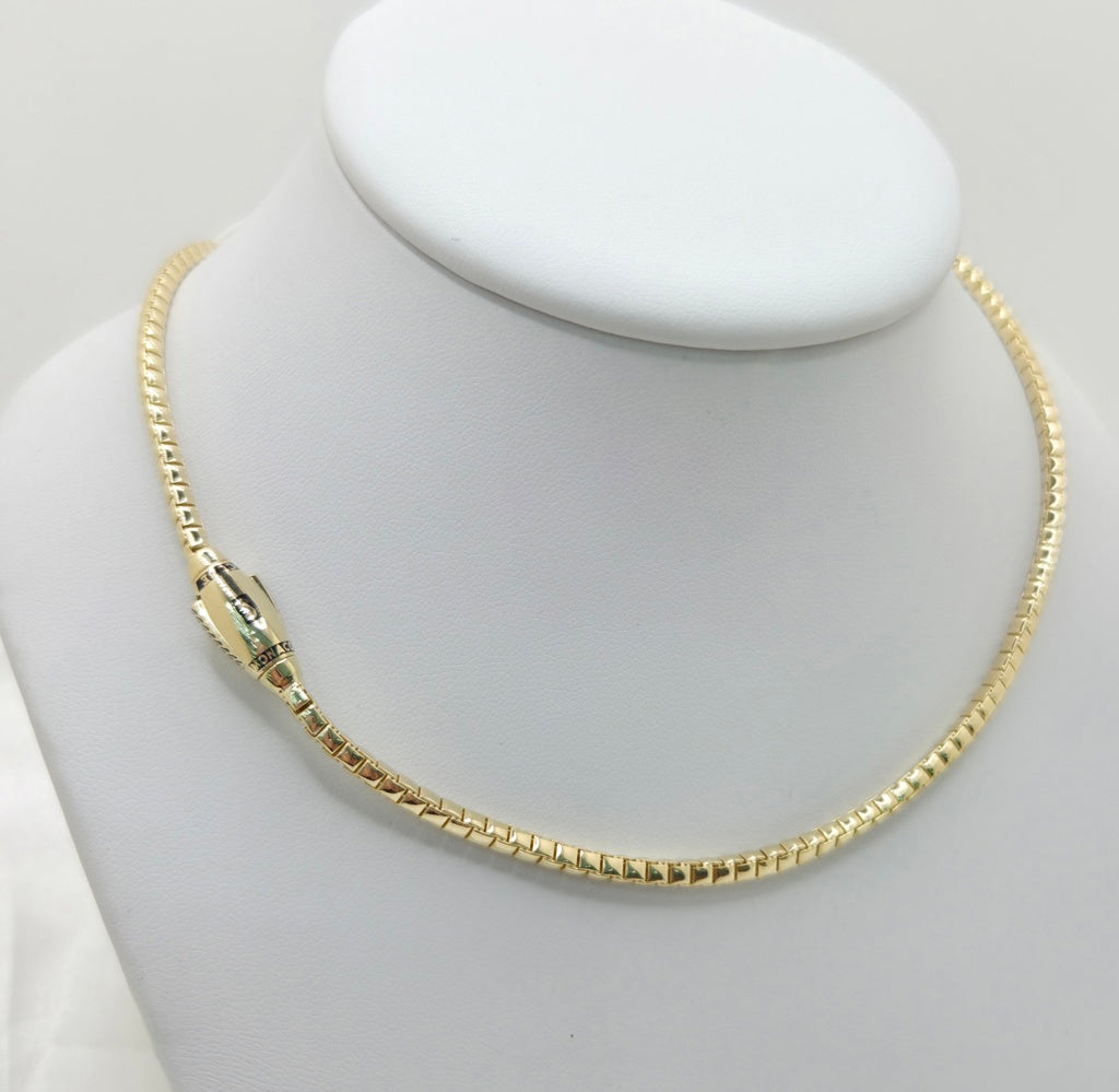 10KT CERTIFIED MONACO BOX CHAIN Size 3MM 22INCH Weight 12.4GR