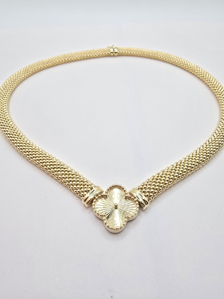 10KT FLOWER NECKLACE Size 9MM 18INCH Weigth 32.6GR