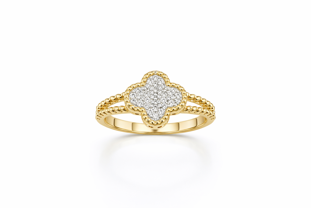 10KT FLOWER RING Size 10MM SIZE 7 Weigth 2.7 GRS