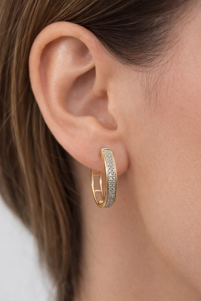 10KT DIAMOND HOOPS EARRINGS