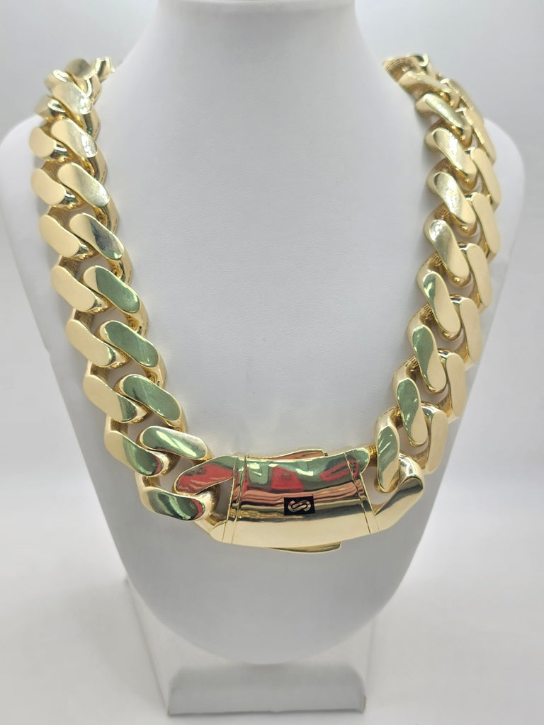 10KT CERTIFIED PLAIN MONACO CHAIN Size 26INCH 24MM Weight 100.3GR