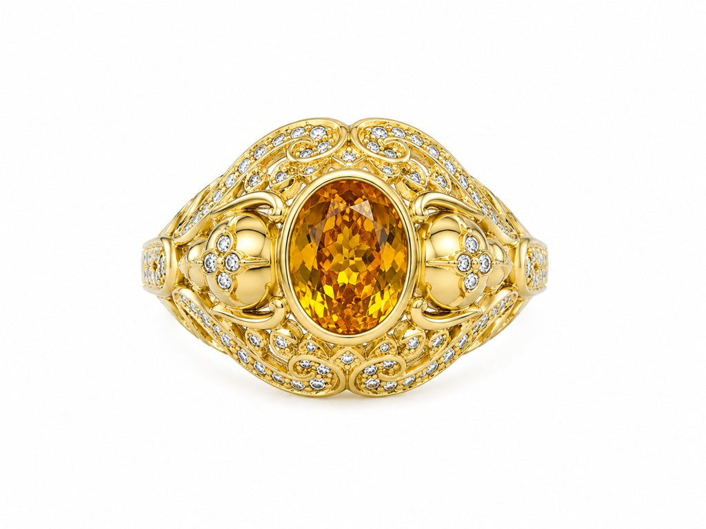 14KT CLASSIC YELLOW STONE RING 14KT  5.2GR