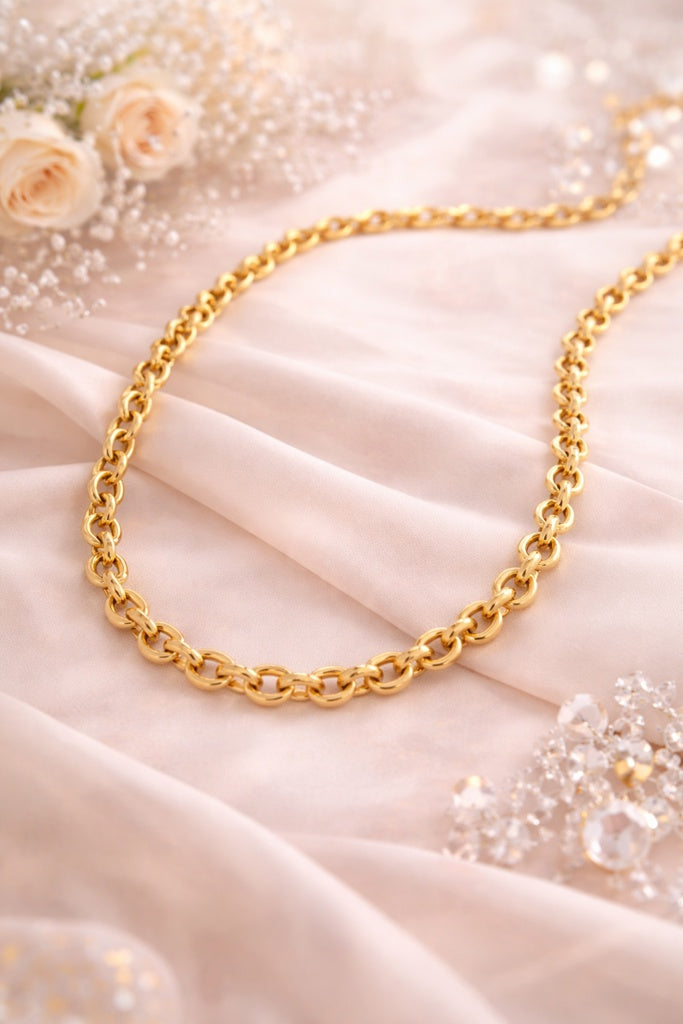 14KT MODERN ROLO NECKLACE Size 18INCH  Weigth 15GR