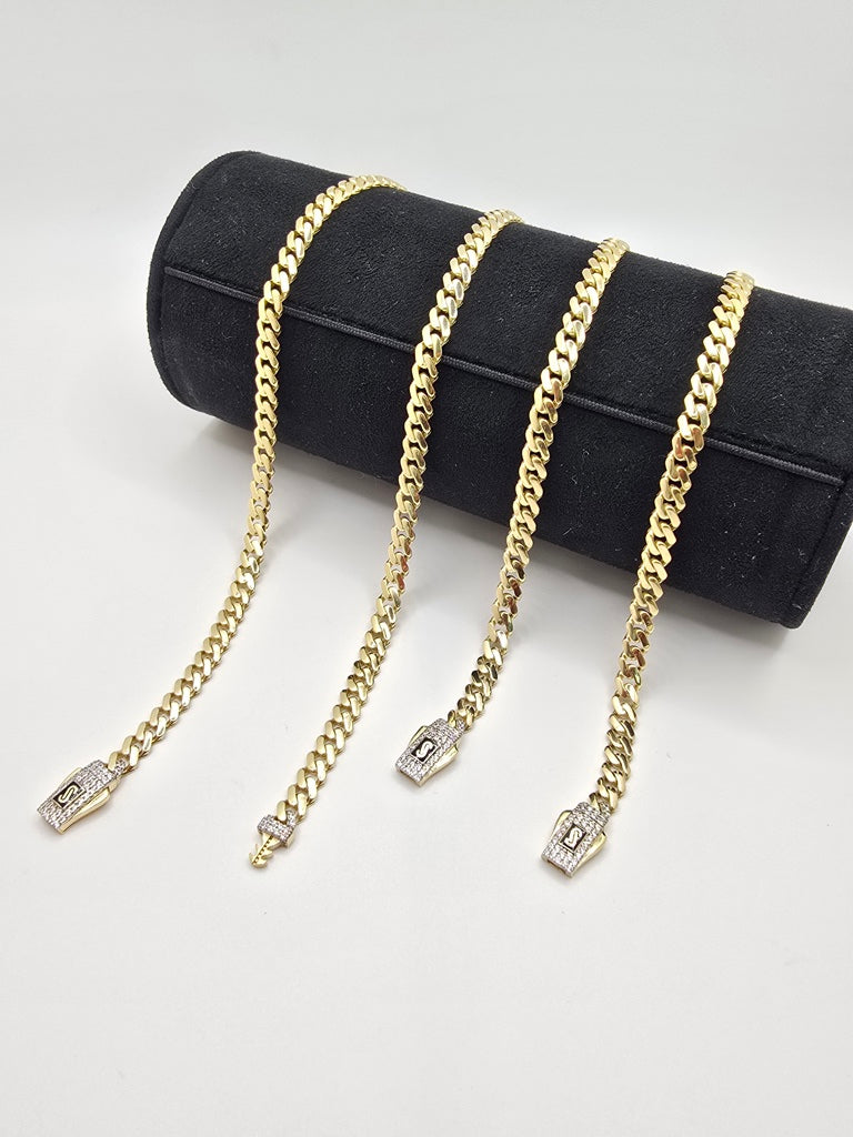 10KT CERTIFIED MONACO BRACELET CZ CLOSURE Size 7INCH 5MM Weight 5GR