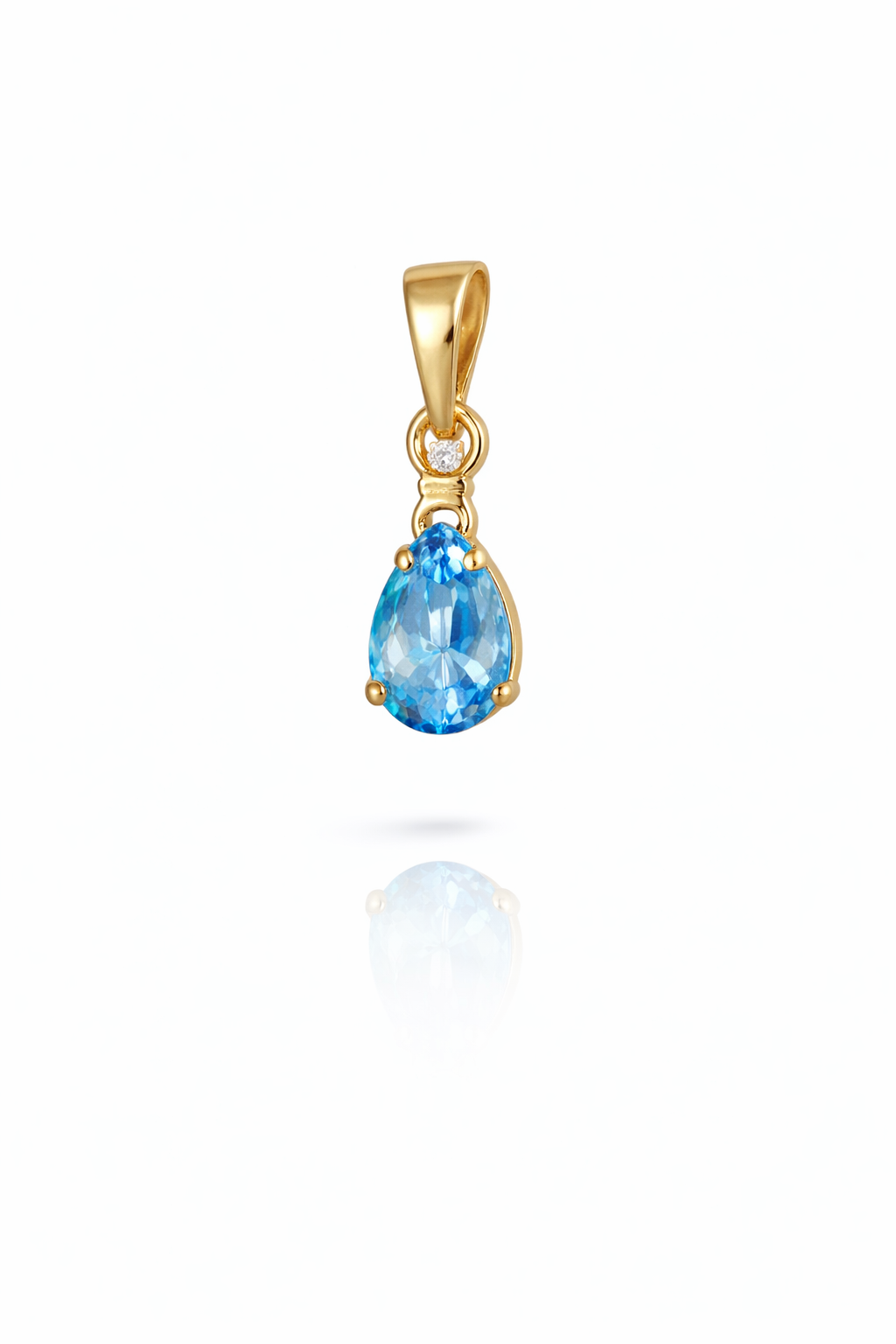 10KT MINIMALIST BLUE CZ STONE EXTRA SMALL PENDANT  Weight 0.5GR