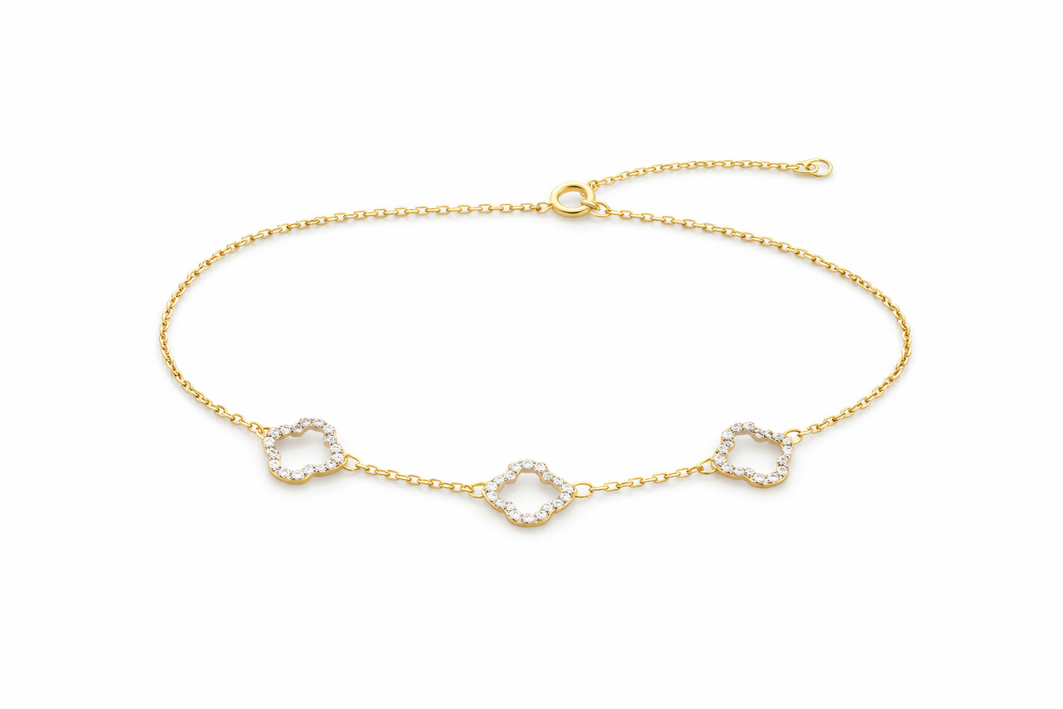 14KT GOLD AND DIAMOND FLOWER BRACELET Size 7.5IN Weigth 1.45GRS
