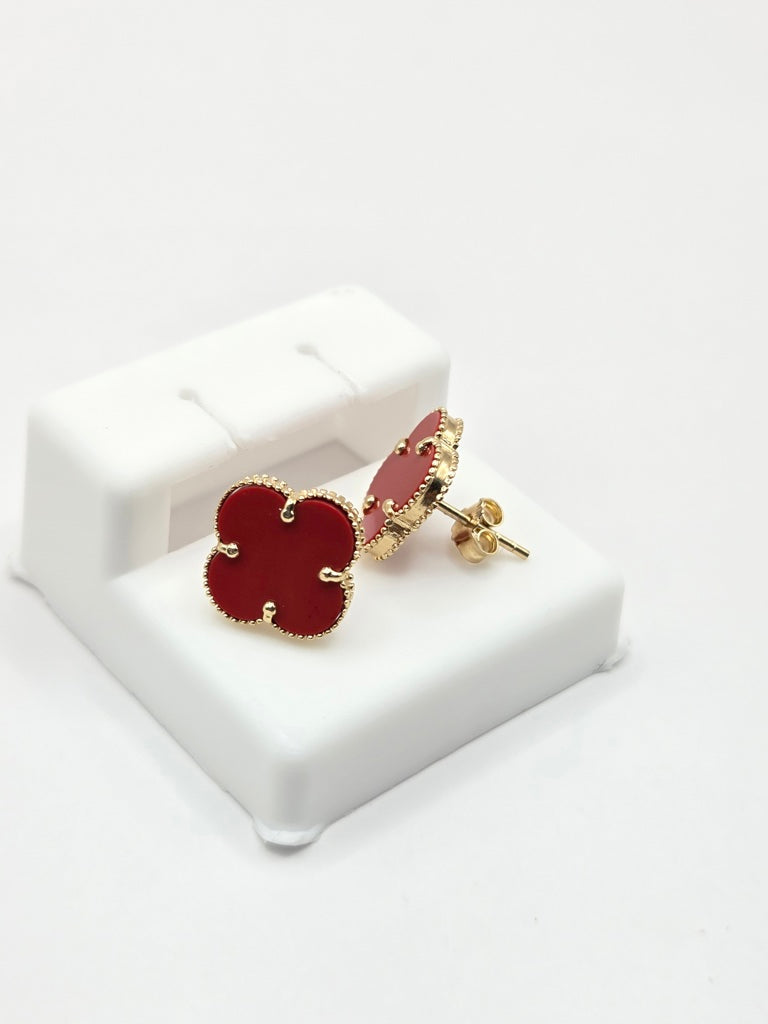 10KT LARGE RED CLOVER EARRINGS Size LARGE Weigth 1.8GR