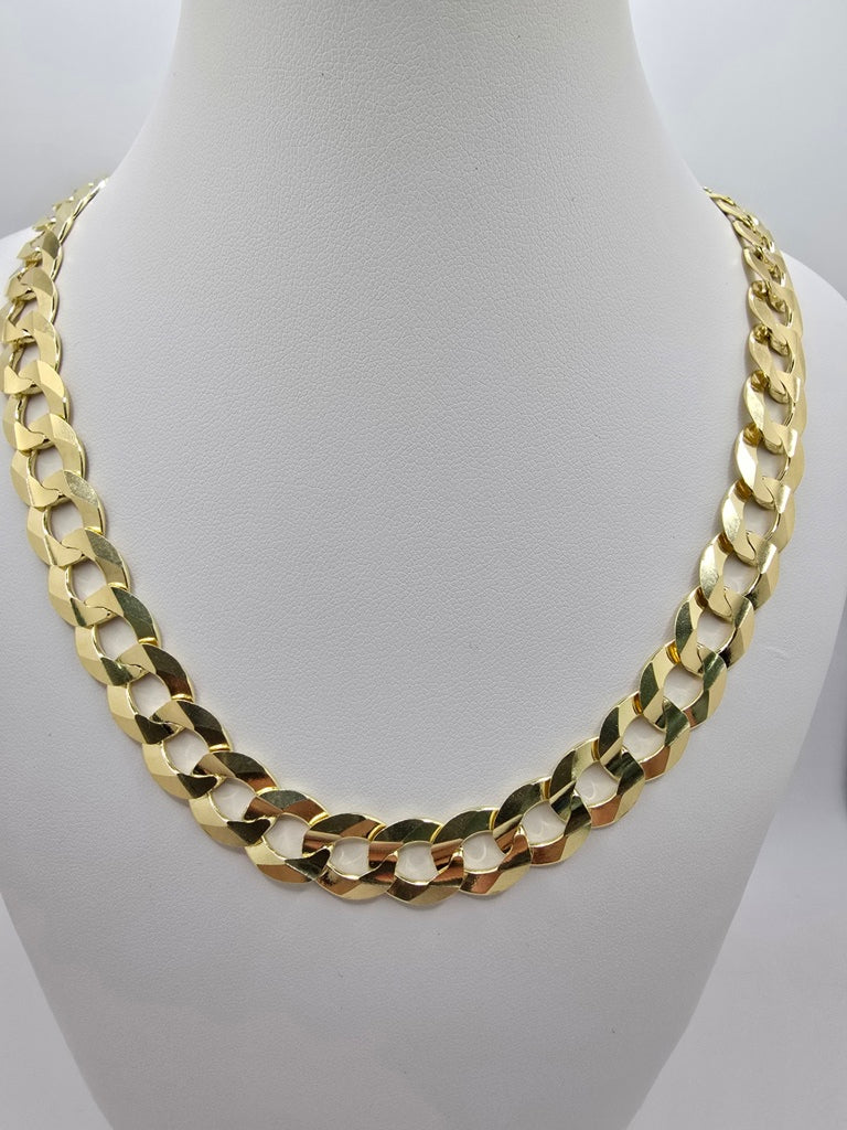 10KT SOLID CUBAN CURB FLAT CHAIN Size 26INCH 15MM Weight 105.6GR