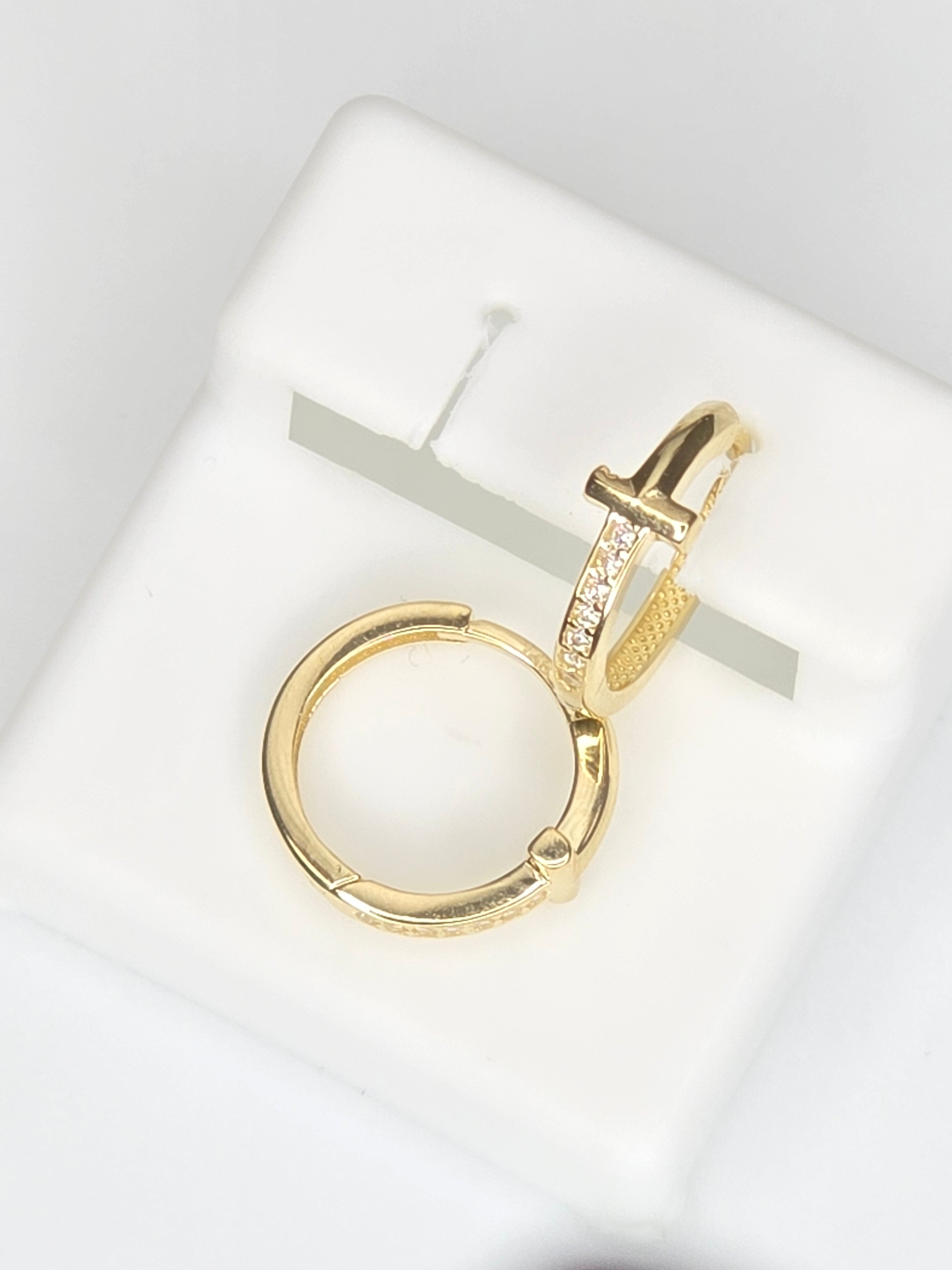 10KT DELICATE CROSS HOOPS EARRINGS Size EXTRA SMALL Weigth 1.3GR