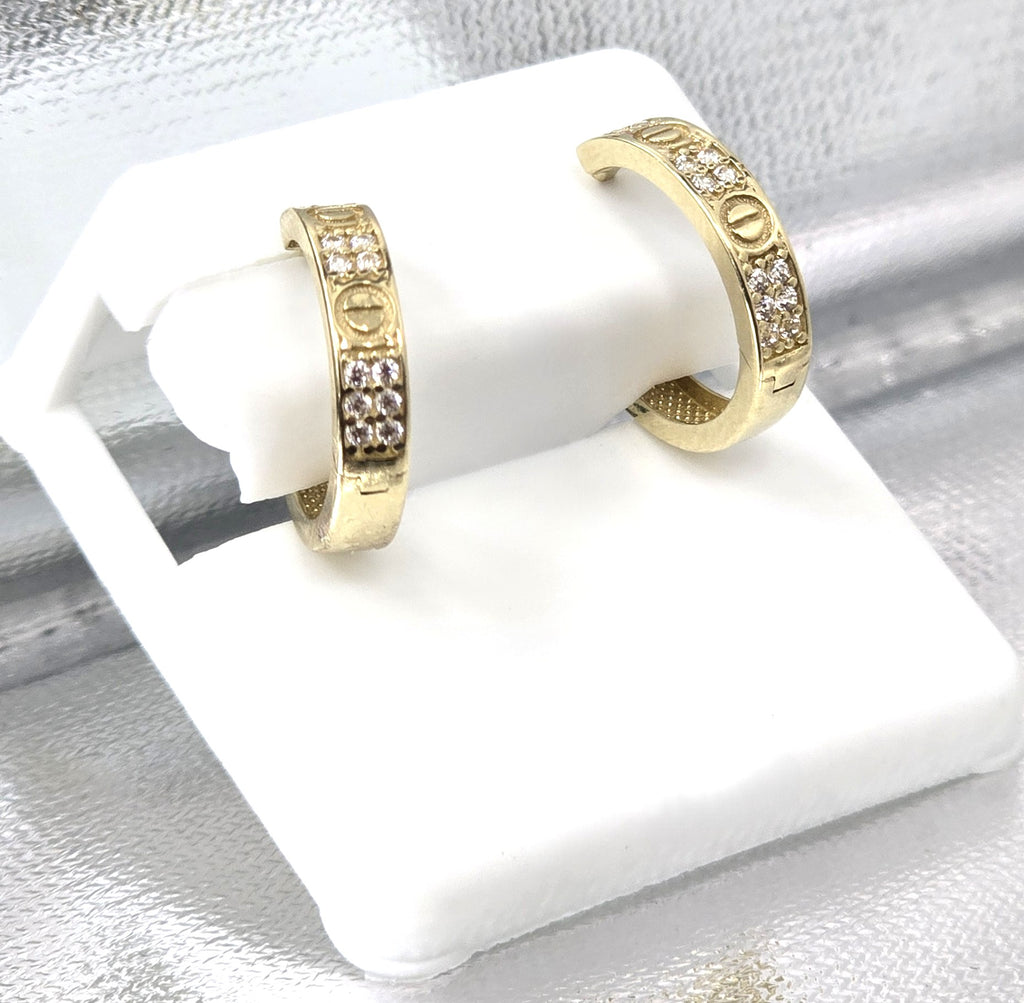 10KT CZ CARTI STYLE HOOPS EARRINGS Size SMALL Weigth 2GR