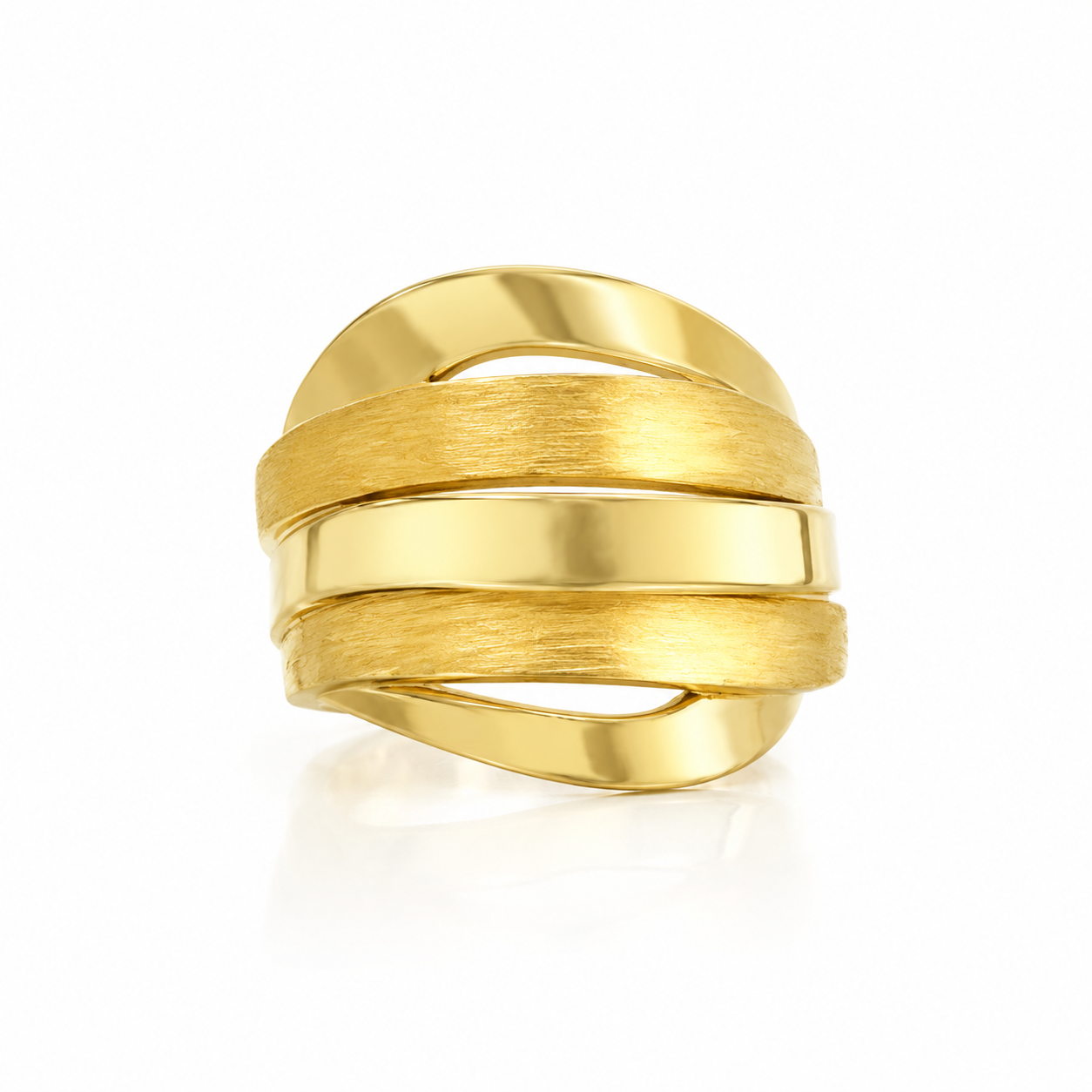 14KT MODERN GOLDEN INTERTWINED DESIGN RING Size 7-8 Weigth 3.8GR