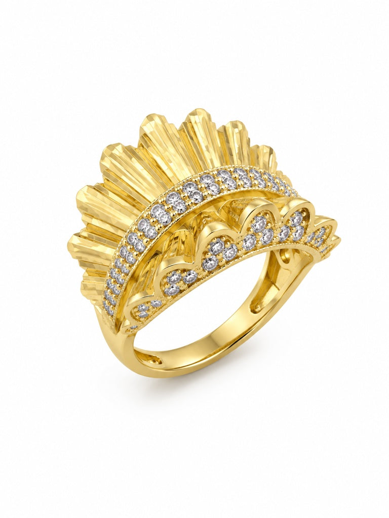 10KT VINTAGE FEATHERS DESIGN WOMAN'S RING Size 8 Weigth 3.8GR