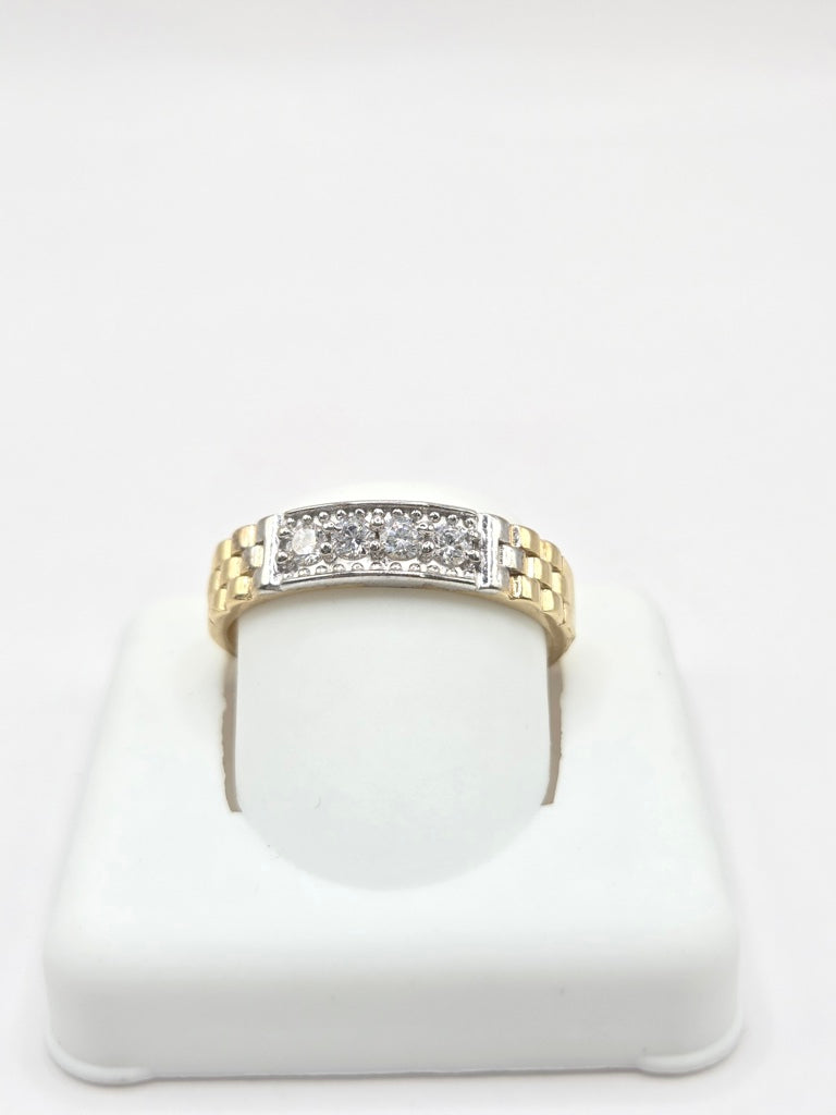 10KT TWO TONE ENGAGEMENT MAN'S RING Size 10  Weigth 2.3GR