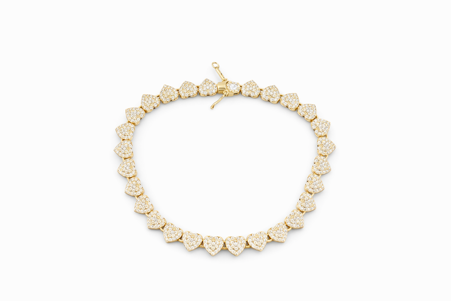 10KT ELEGANT CZ HEARTS BRACELET Size 8INCH  Weigth 13.4GR