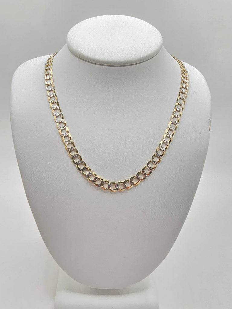 10KT TWO TONE CUBAN CURB FLAT Size 20INCH 4.5MM Weight 10.2GR